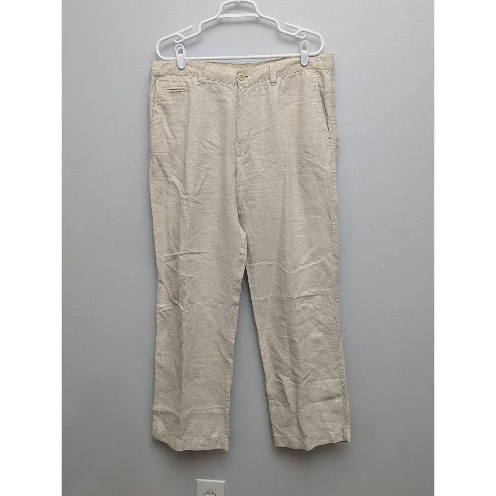 C7 Vintage Old Navy Linen Pants Men's Sz 36x32 Classic Quiet Money Preppy